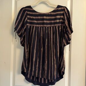 Never worn, Anthropologie brand blouse with beautiful metallic strips